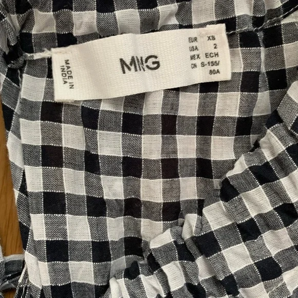 MNG by Mango Gingham Back Tie Dress - Size 2 - Picture 4 of 8